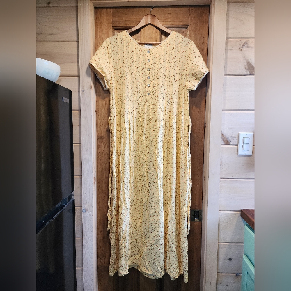 Vintage Liz Baker Yellow Floral Maxi Dress